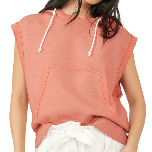 Free People Tops - Donny Sleeveless Cotton Hoodie FREE PEOPLE Large, ROSE BLUSH